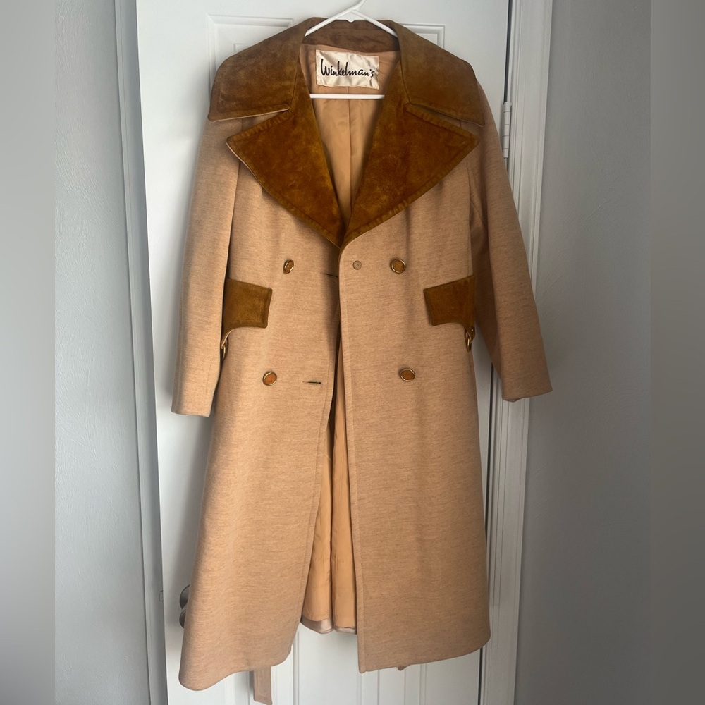 Vintage genuine suede belted trench good for size medium